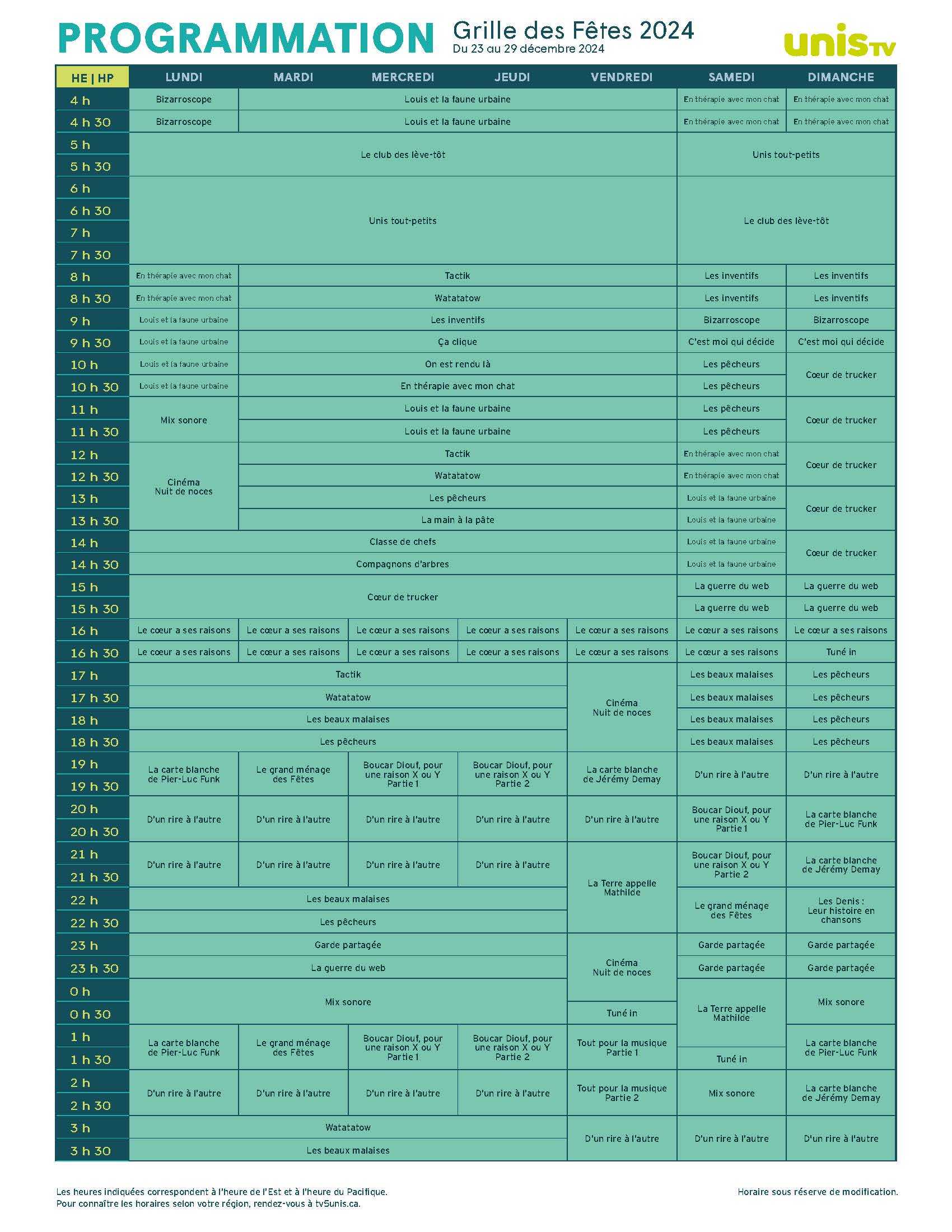 Fêtes (23 au 29 décembre)